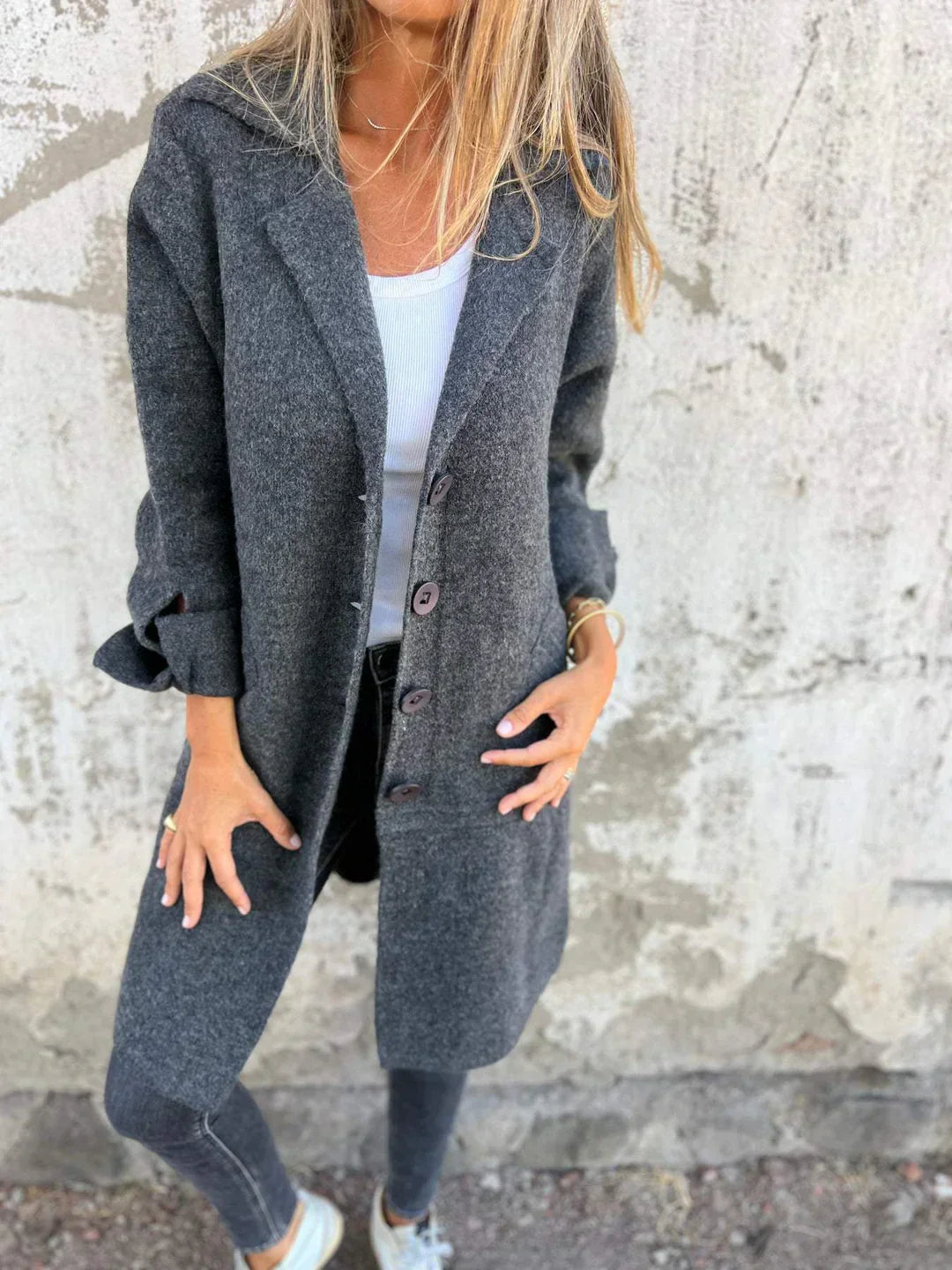Longline Coat | Button Front with Collared Design