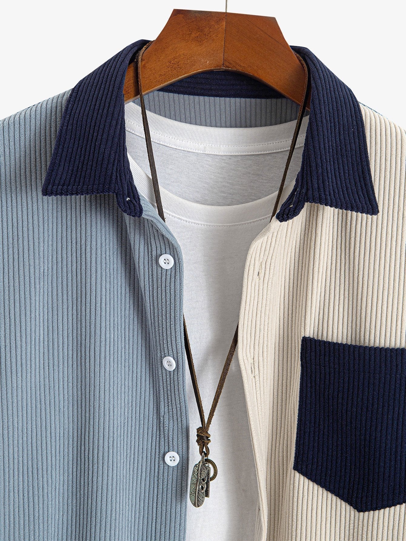 Button Down Shirt | Long Sleeve Patchwork Design