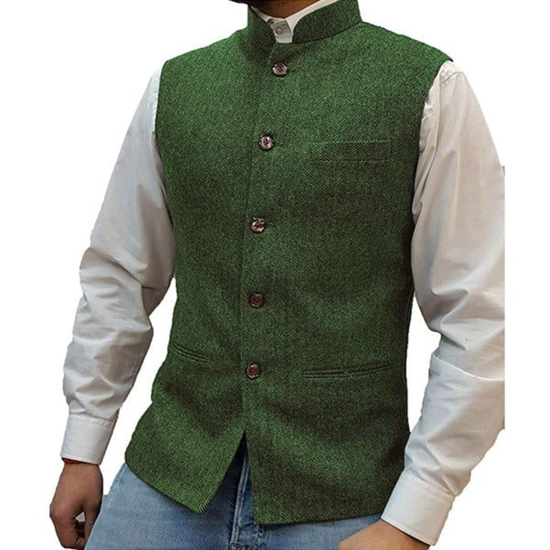 Stand Collar Vest | Button Front Classic Style