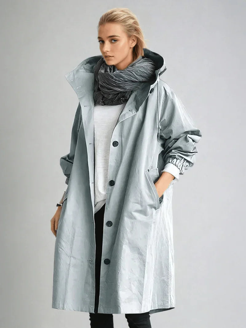 Longline Coat - Oversized Fit with Button Front