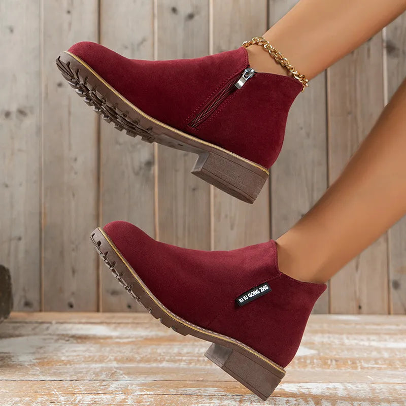 Ankle Boots | Block Heel with Side Zip
