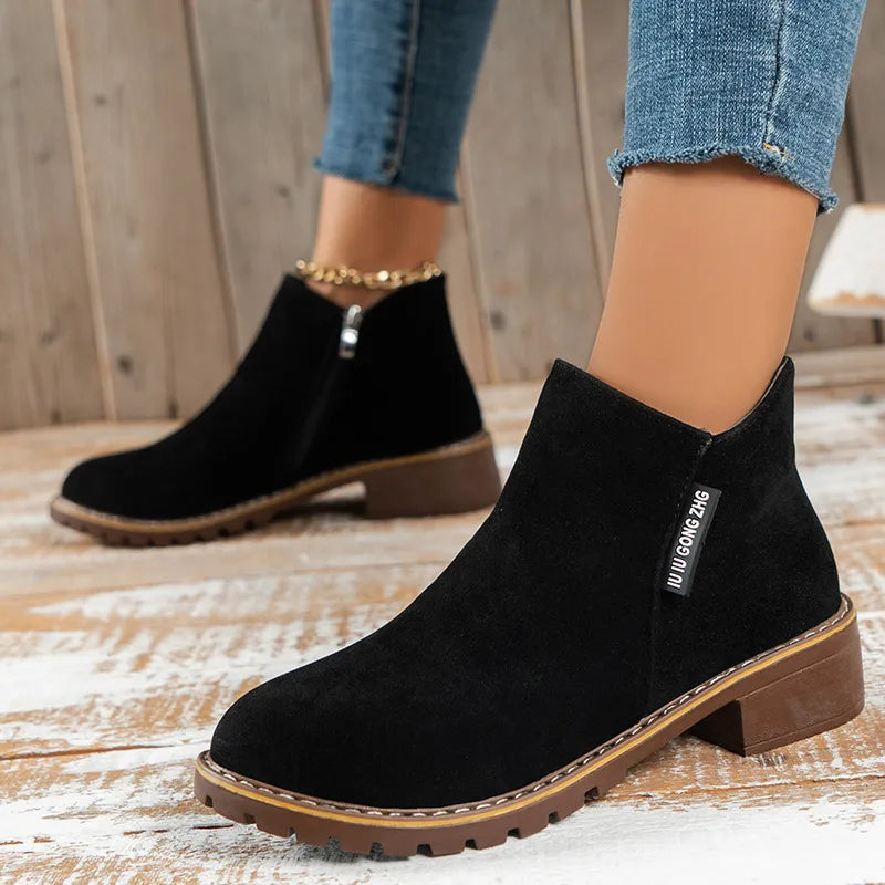 Ankle Boots | Block Heel with Side Zip