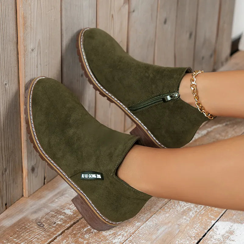 Ankle Boots | Block Heel with Side Zip