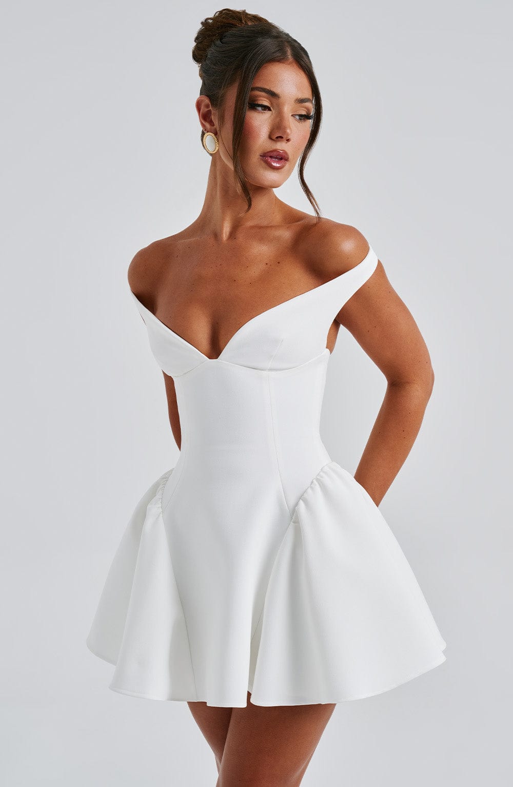 Women’s Off Shoulder Bardot Mini Dress | Plunge Neck Fit And Flare