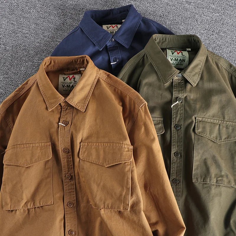 Men’s Trucker Jacket | Utility Work Shirt With Button Up And Chest Pockets