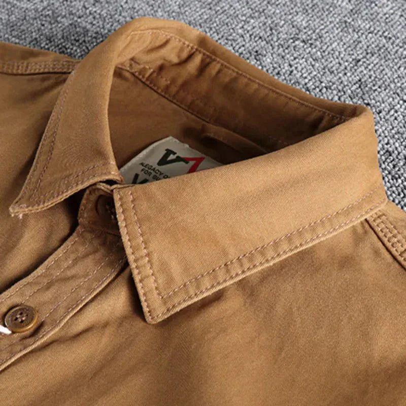 Men’s Trucker Jacket | Utility Work Shirt With Button Up And Chest Pockets