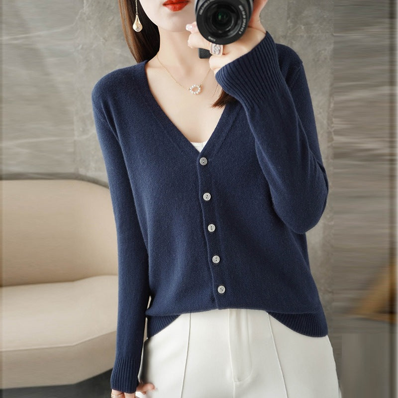 Cardigan - V Neck Button Front Knit