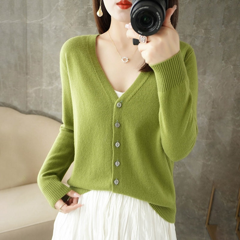 Cardigan - V Neck Button Front Knit