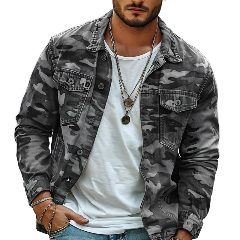 Camo Jacket | Button Front Military Style