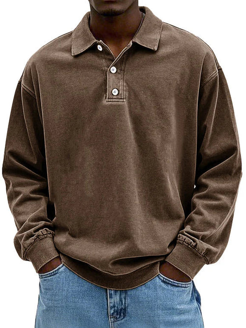 Long Sleeve Polo Shirt - Relaxed Fit