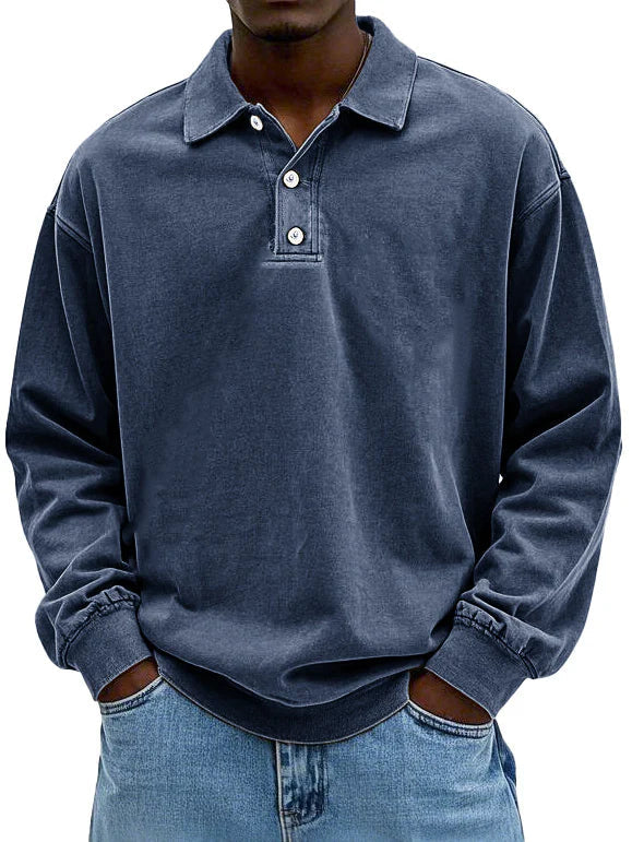 Long Sleeve Polo Shirt - Relaxed Fit