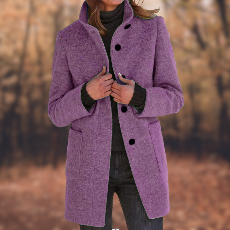 Mid Length Coat - Button Front with Straight Fit
