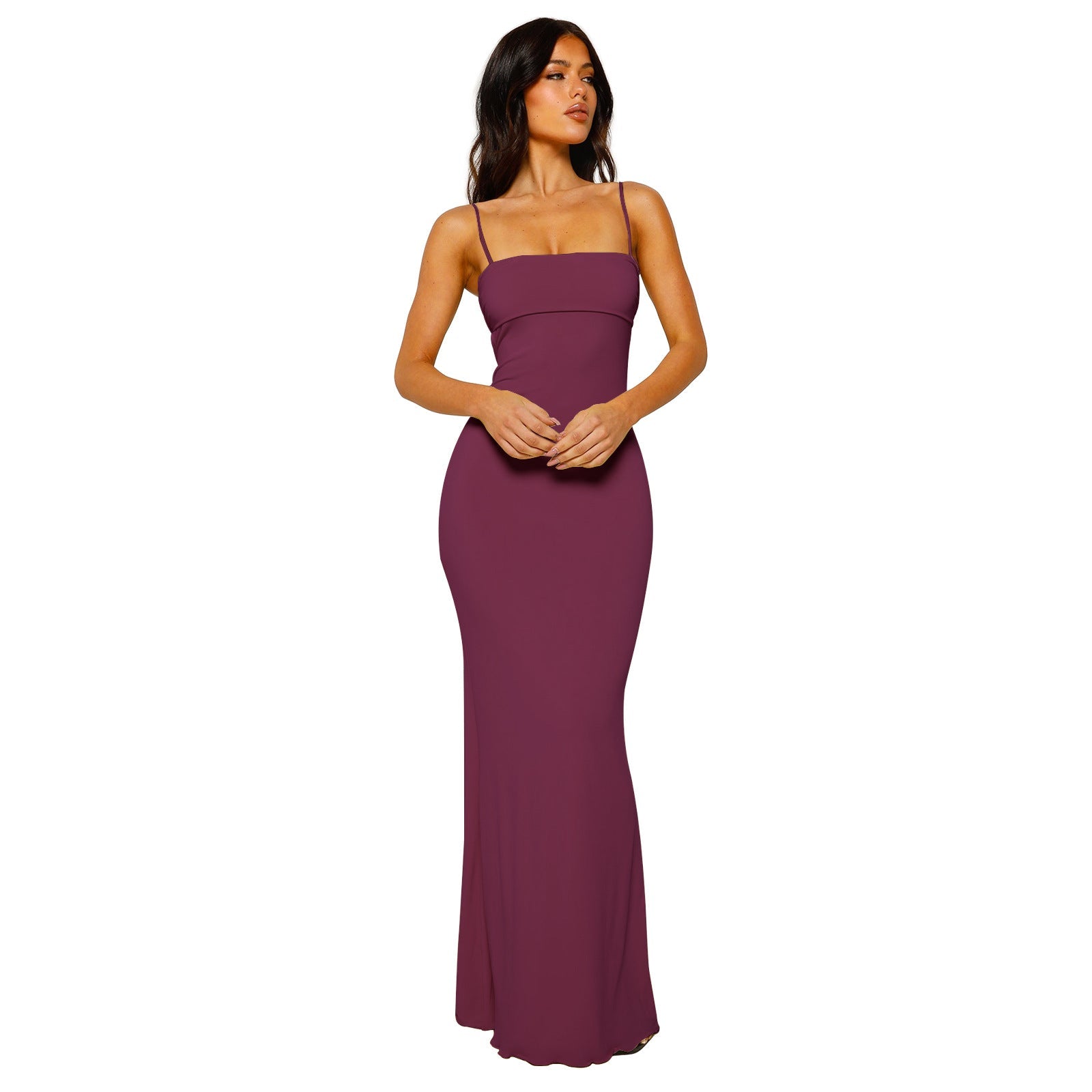 Women's Elegant Strapless Formal Wedding Guest Maxi Dress