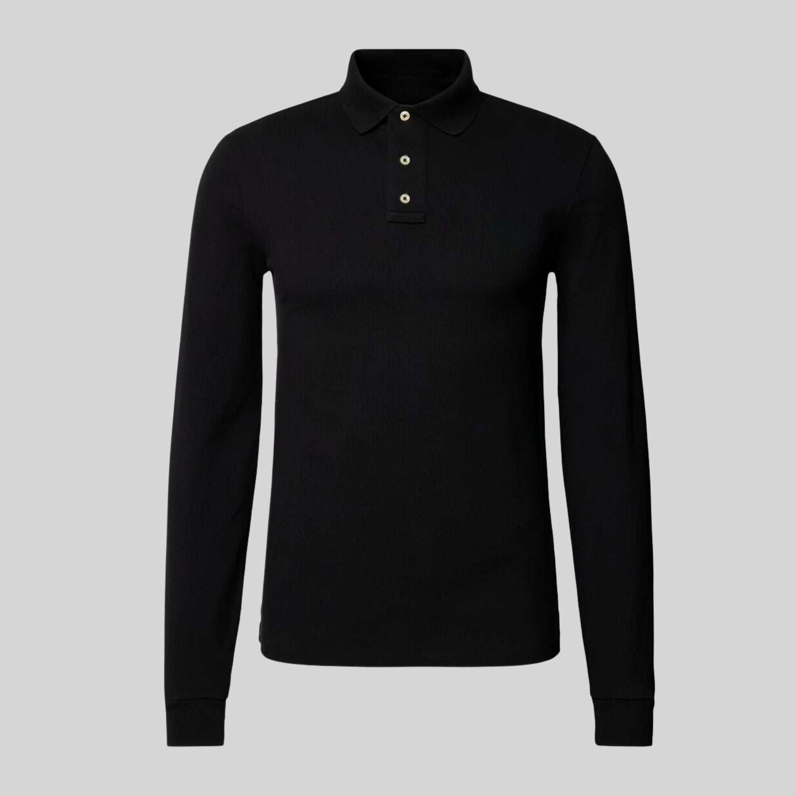 Long Sleeve Polo Shirt - Classic Button Neck