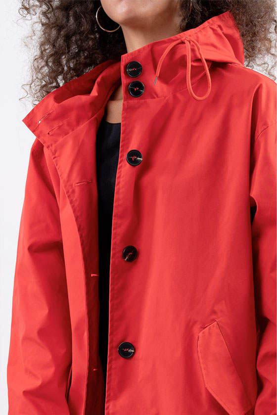 Hooded Rain Coat | Button Front Design