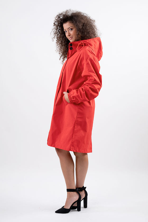 Hooded Rain Coat | Button Front Design