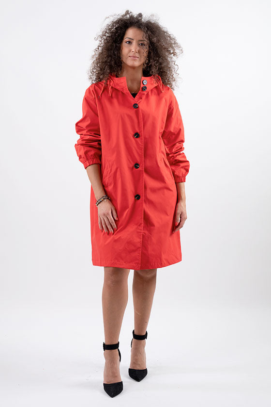 Hooded Rain Coat | Button Front Design