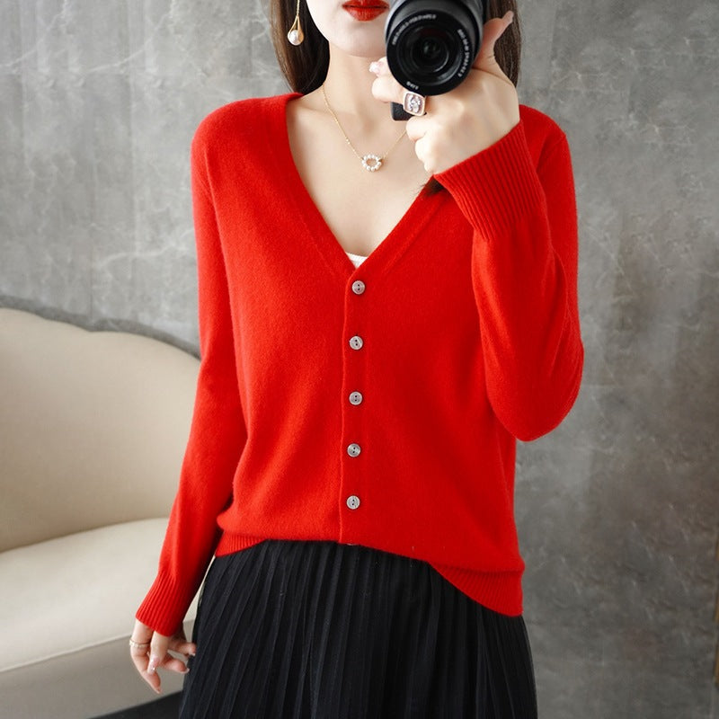 Cardigan - V Neck Button Front Knit