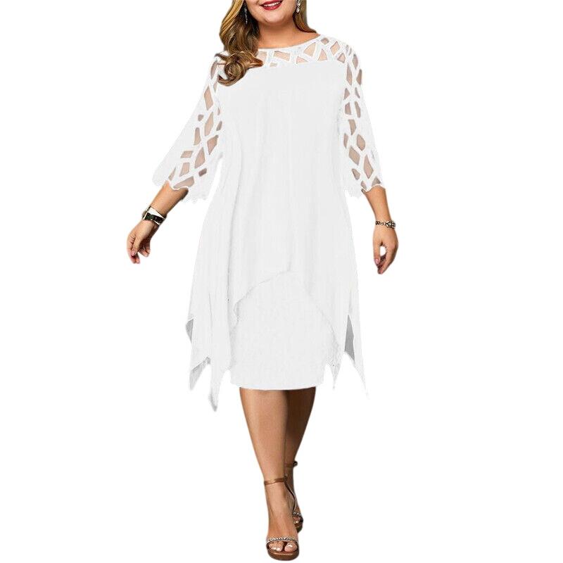 Midi Dress - Layered Hem with Sheer Sleeve Cutouts Guest Dress