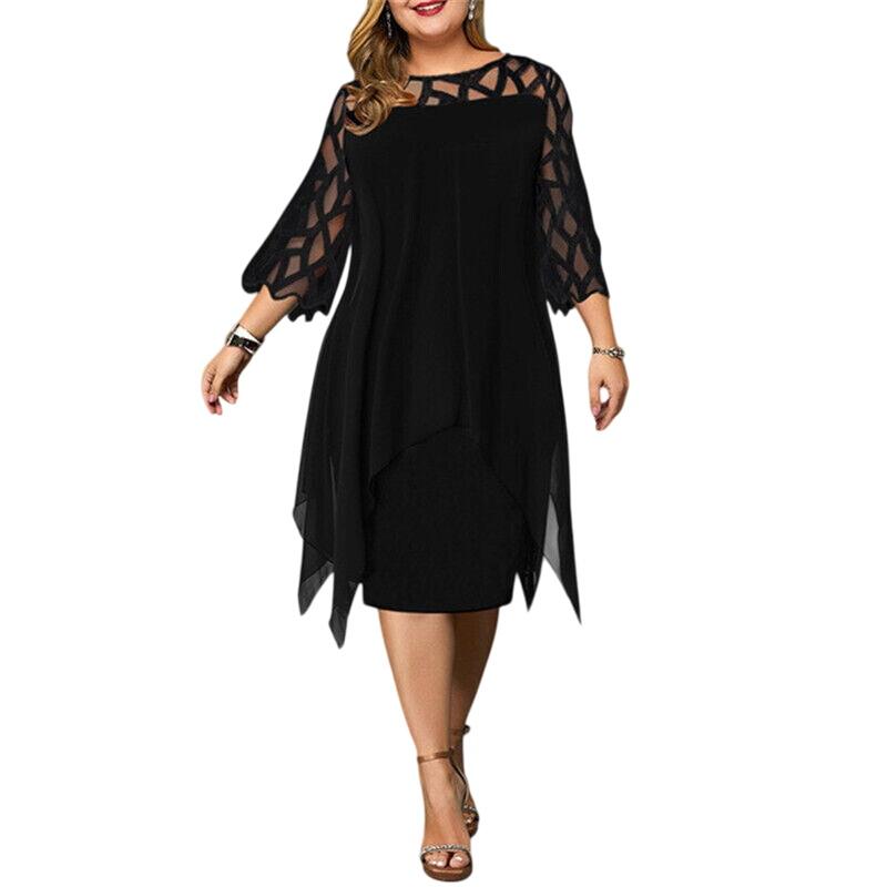 Midi Dress - Layered Hem with Sheer Sleeve Cutouts Guest Dress