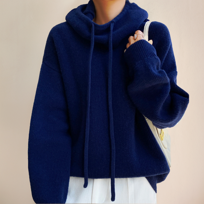 Oversized Hoodie Jumper - High Neck Drawstring Design