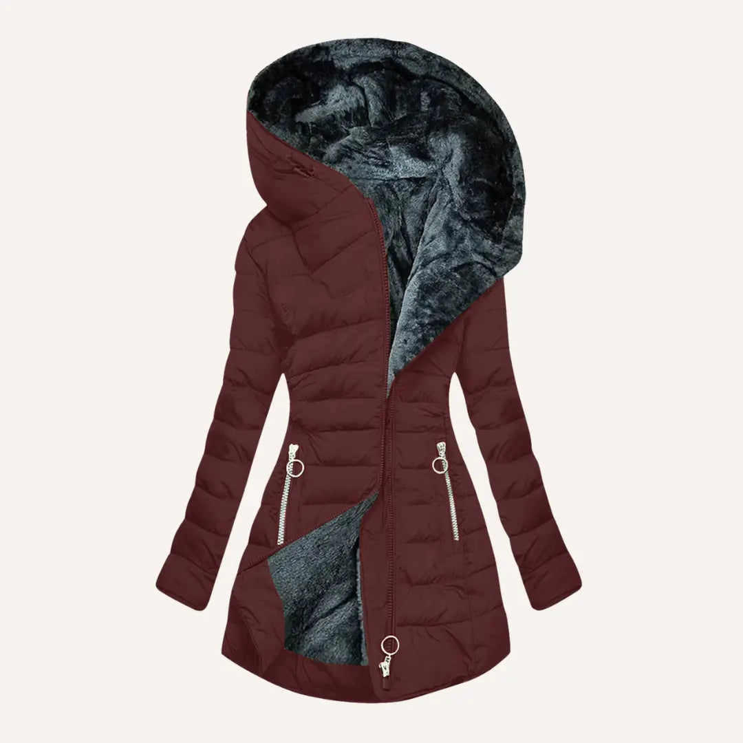 Puffer Coat | Long Hooded with Side Zip Detail