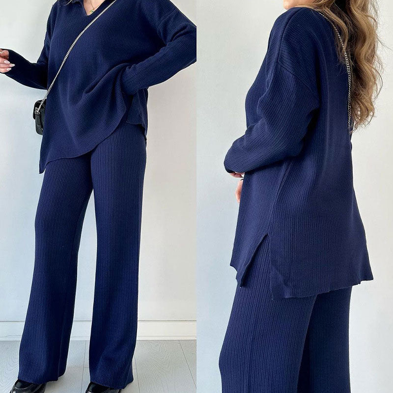2 Piece Loungewear Set | Relaxed Fit with Wide Leg Trousers