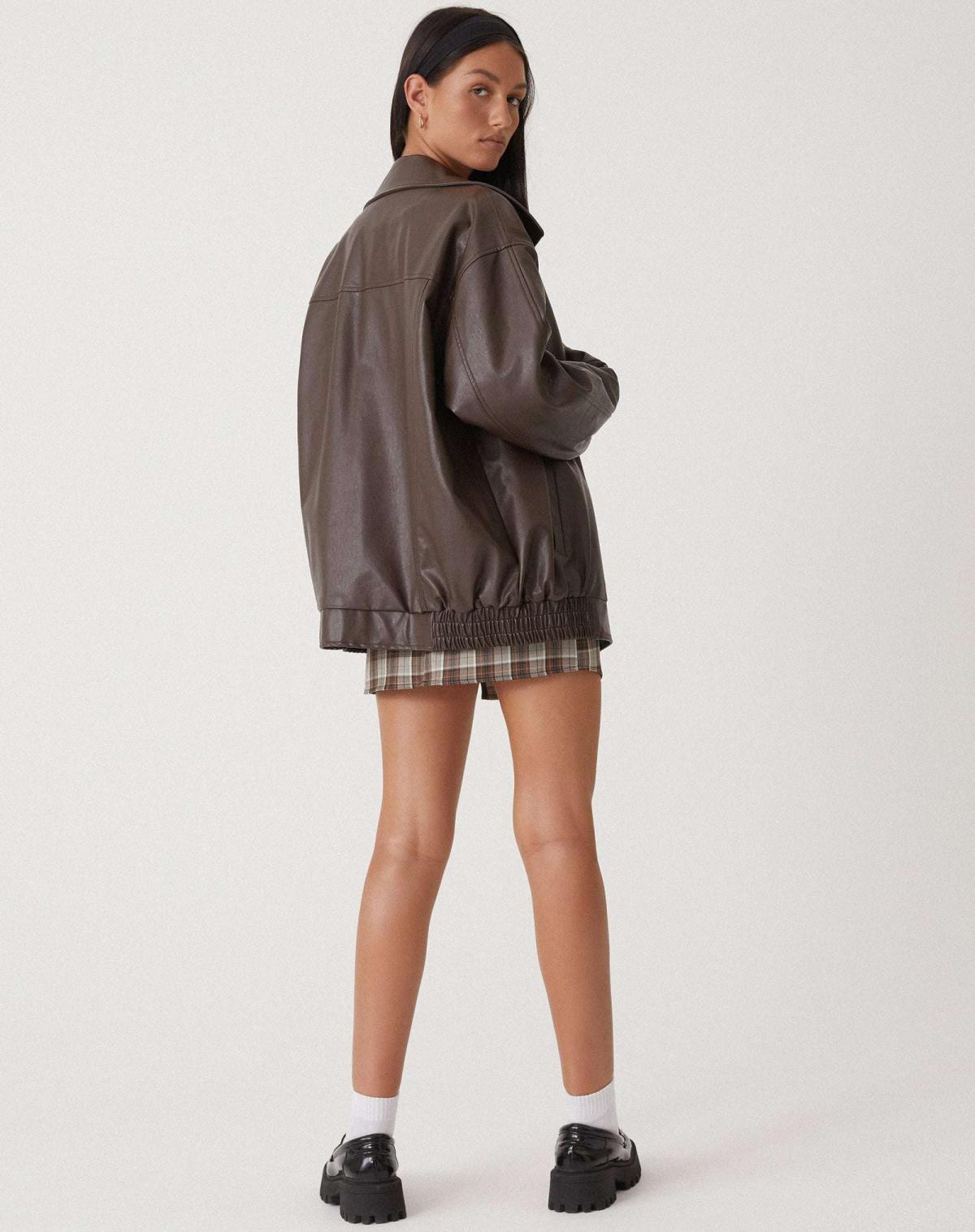 Oversized Bomber Jacket - Zip Front with Wide Collar