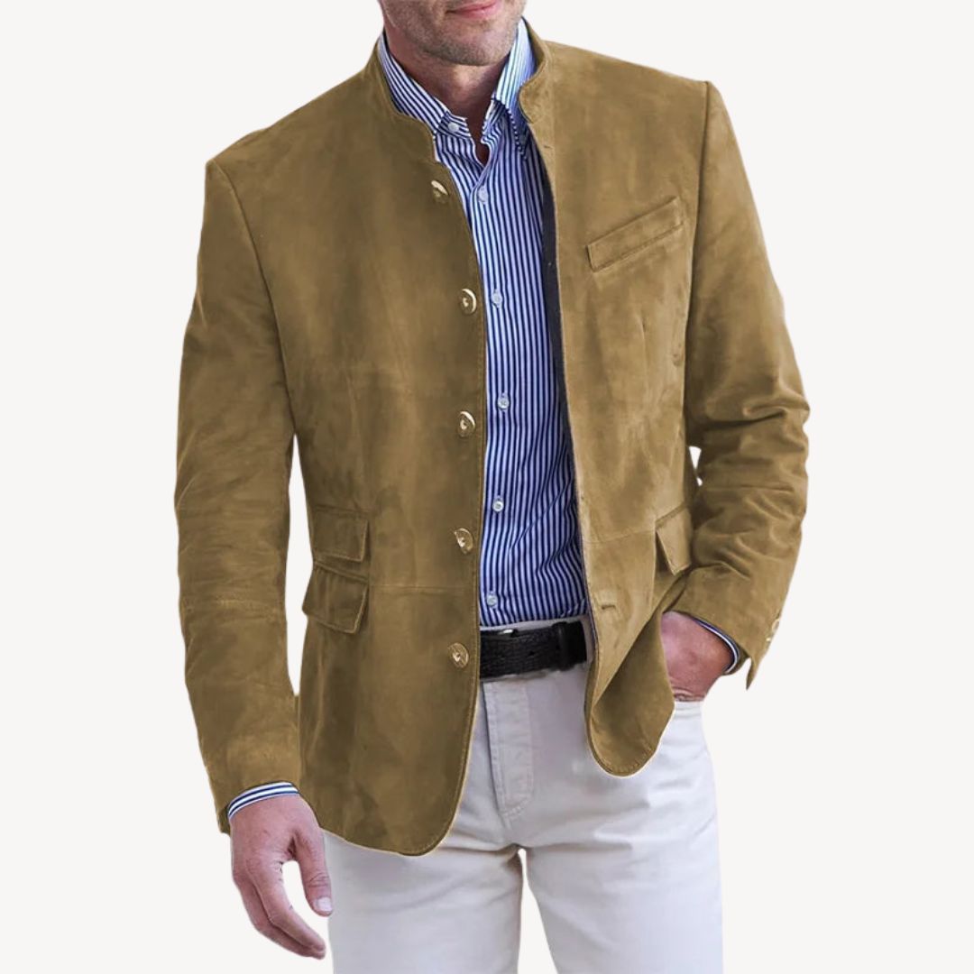 Blazer Jacket | Mandarin Collar with Button Front