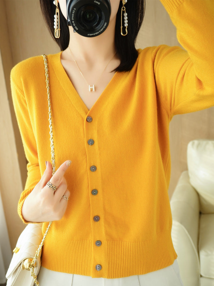 Cardigan - V Neck Button Front Knit