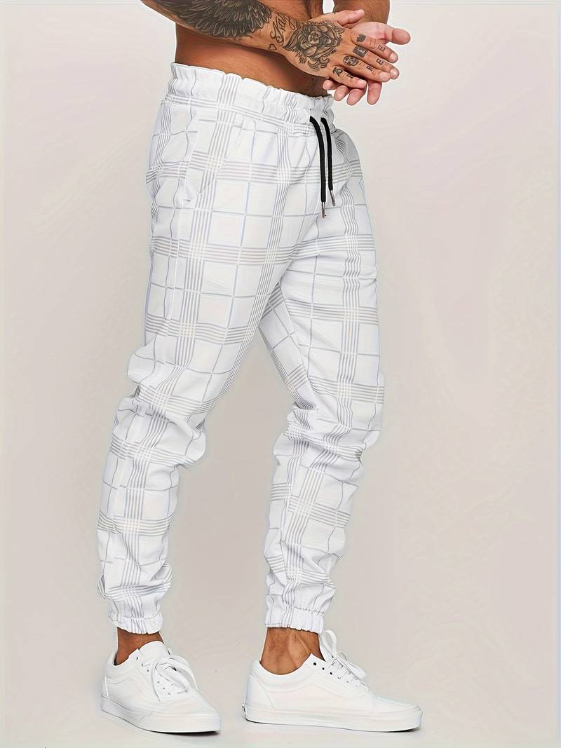 Check Print Joggers - Slim Fit with Tapered Ankle