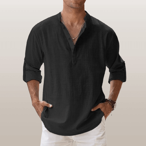 Men’s Casual Long Sleeve V-Neck Shirt