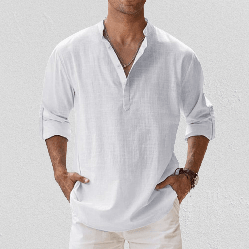 Men’s Casual Long Sleeve V-Neck Shirt