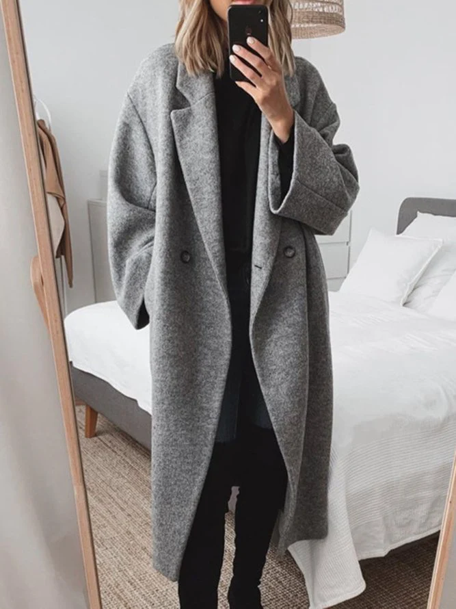 Oversized Long Coat | Relaxed Double Breasted Style