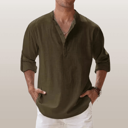 Men’s Casual Long Sleeve V-Neck Shirt