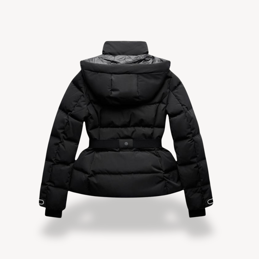 Puffer Jacket - Belted Winter Style with High Neck