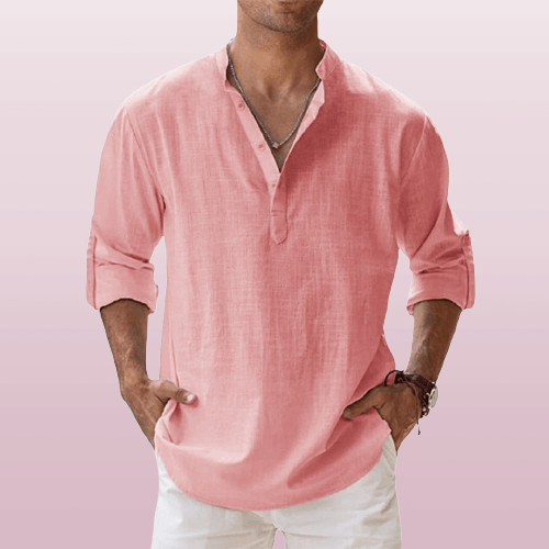Men’s Casual Long Sleeve V-Neck Shirt