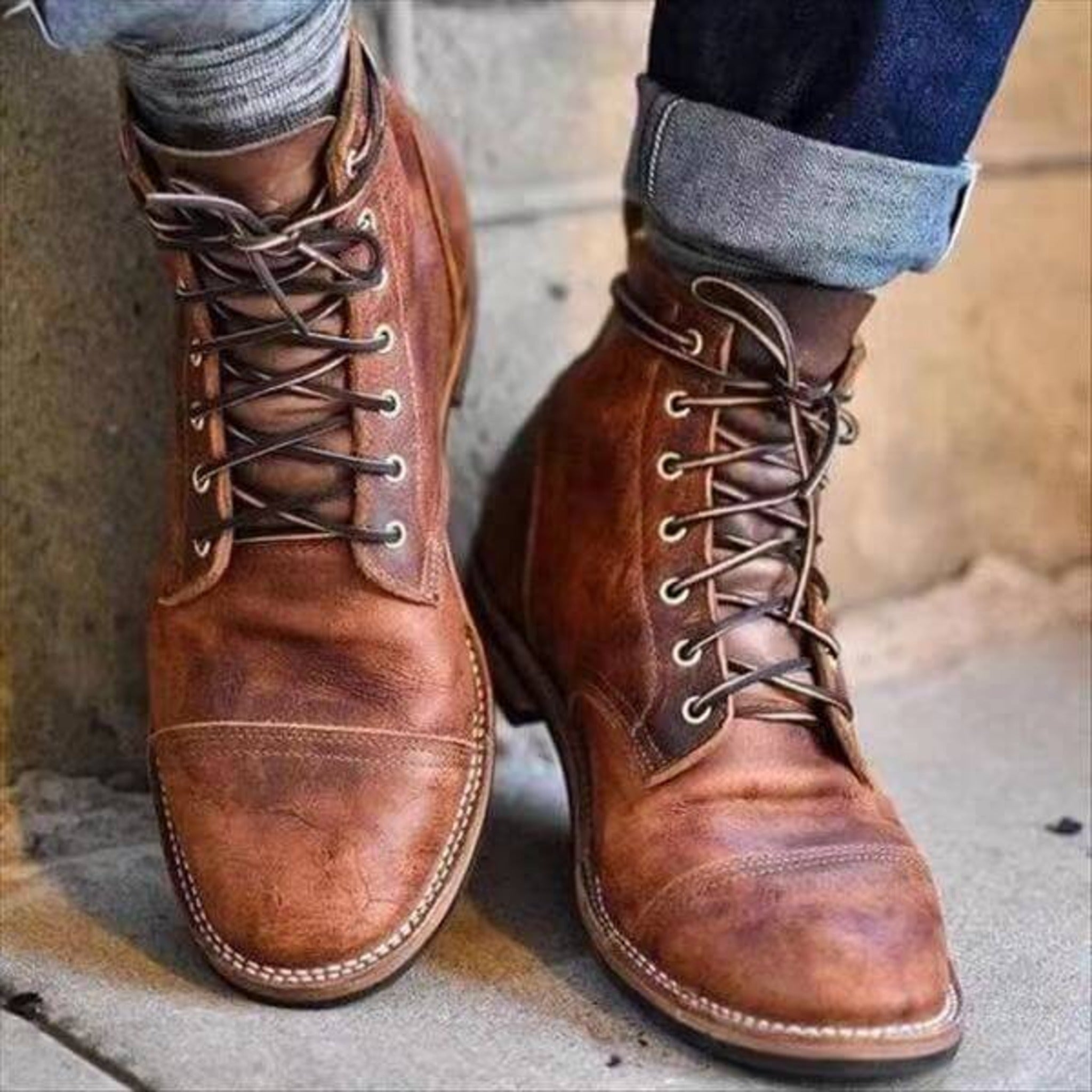 Work Boots - Lace Up Ankle Design for Everyday Wear