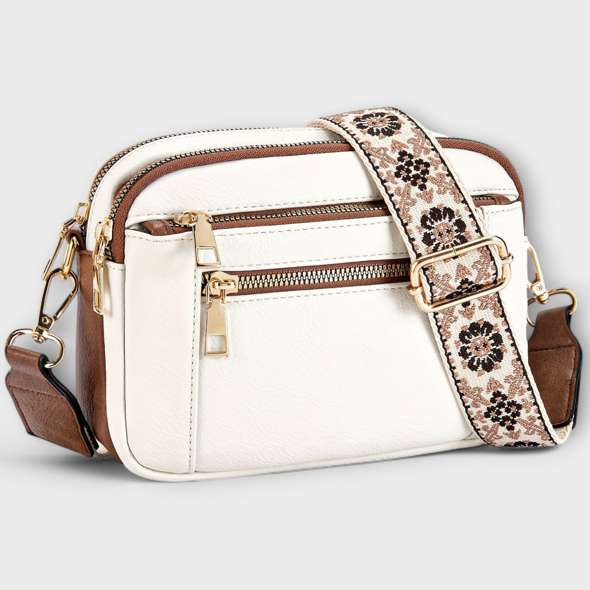 Crossbody Bag - Adjustable Strap with Front Zip Pockets