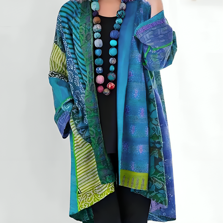 Open Front Longline Cardigan - Patterned Design