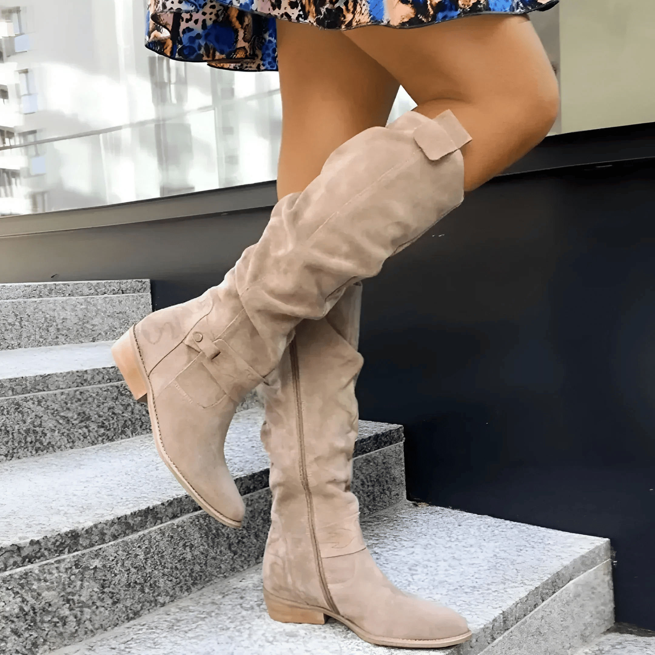 Knee High Boots | Flat Heel with Side Zip