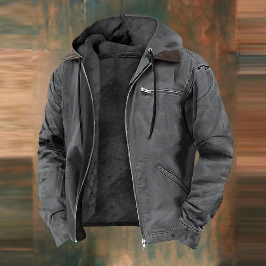 Bomber Hooded Casual Jacket - Zip Front with Multiple Pockets