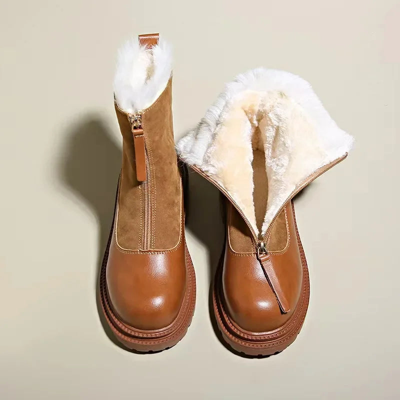 Ankle Boots | Front Zip with Fur Trim