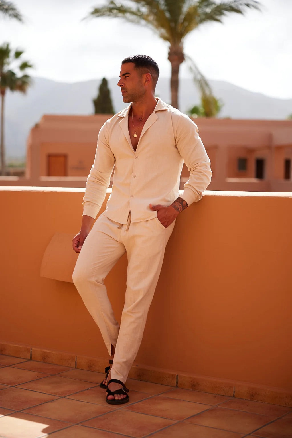 Men's Long Sleeve Shirt and Trousers Set