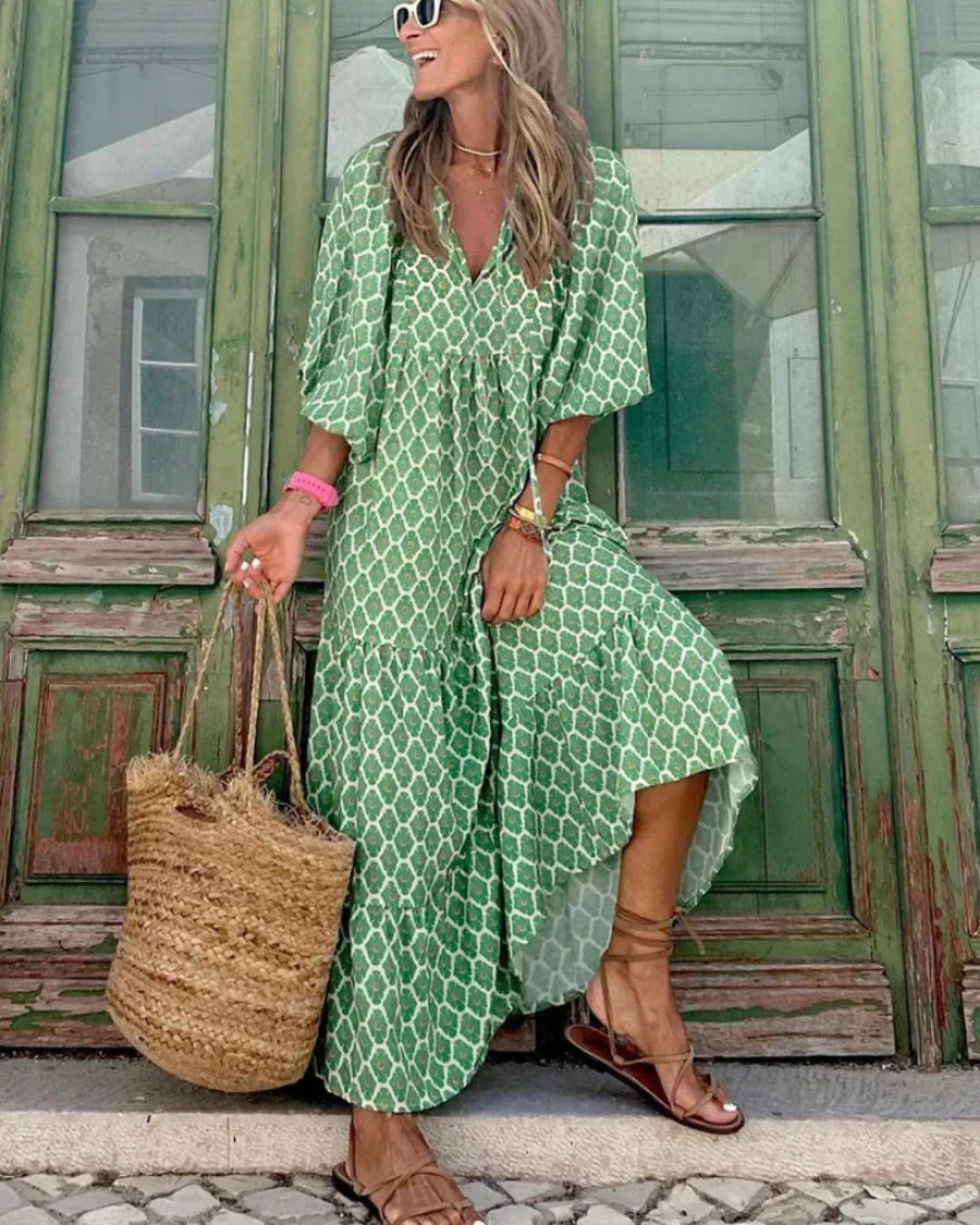 Women's Floral Boho Wrap Maxi Dress