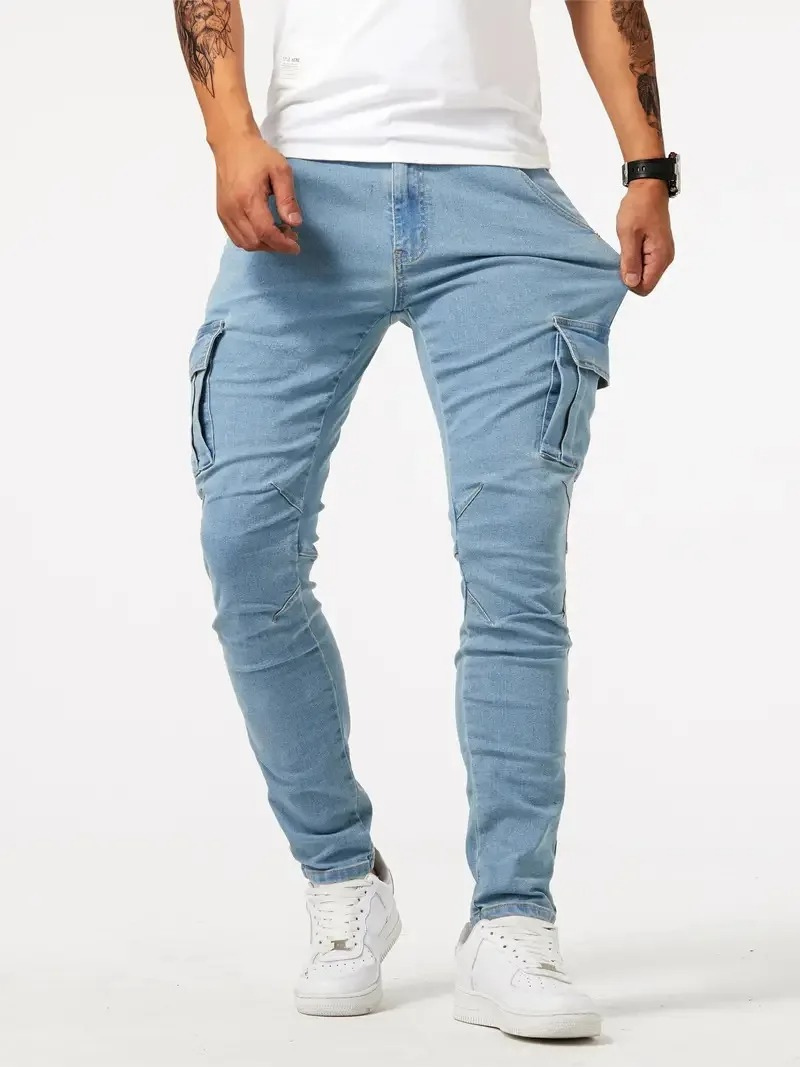 Slim Fit Cargo Jeans - Stretch Tapered Style