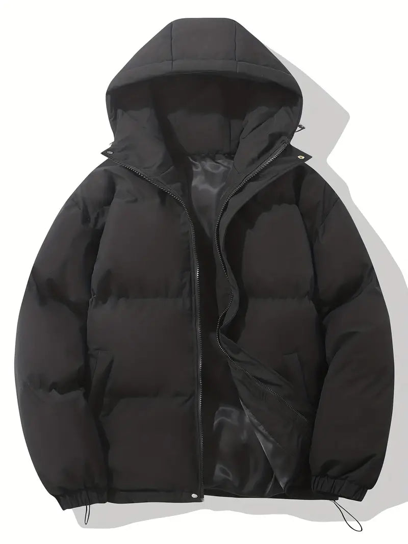 Puffer Jacket - Hooded Zip Front for Cold Weather