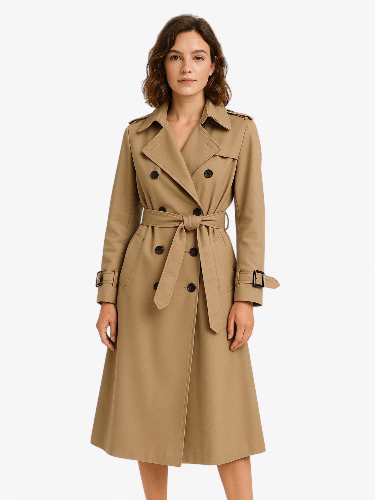 Women's Classic Vintage Slim Trenchcoat Coat with Adjustable Belt