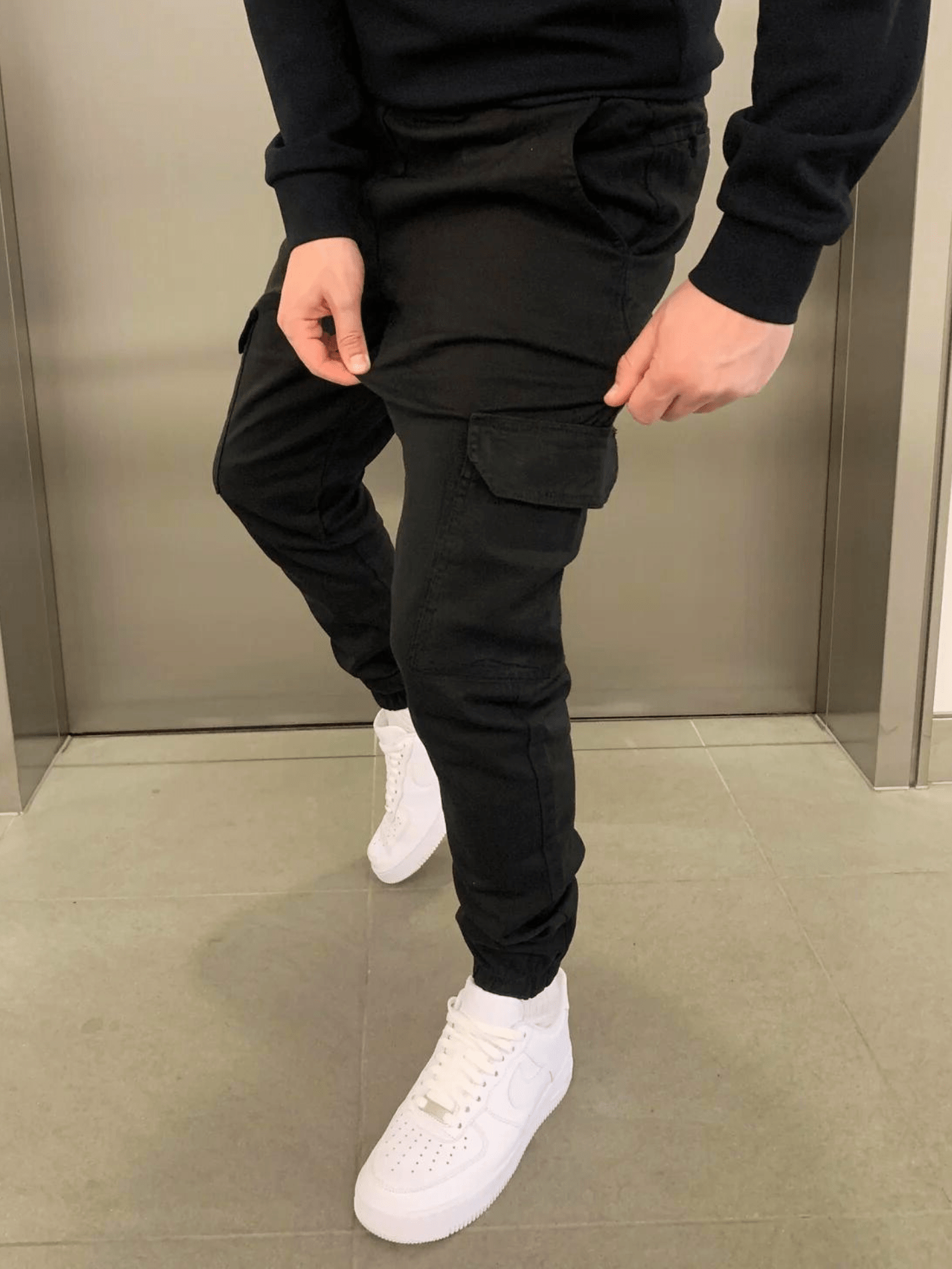 Slim Fit Cargo Pants - Drawstring Waist