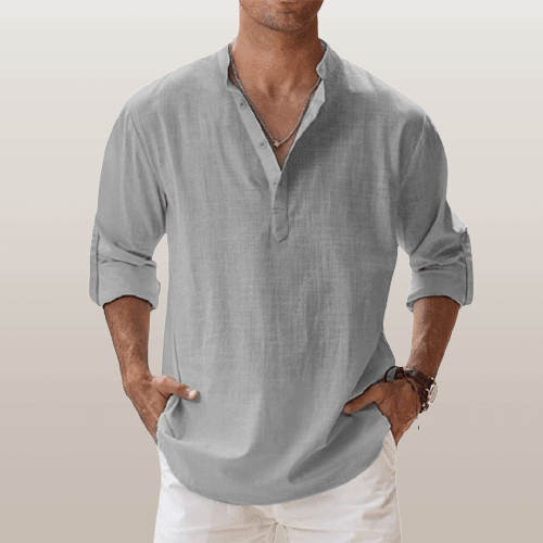 Men’s Casual Long Sleeve V-Neck Shirt